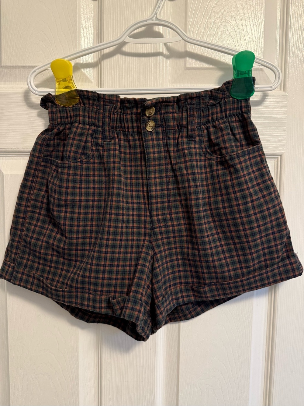 American Eagle Plaid Elastic High Waisted Shorts - size 8
